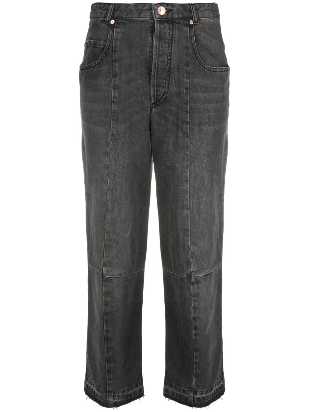 Shop Isabel Marant Cropped Straight-leg Jeans In Black