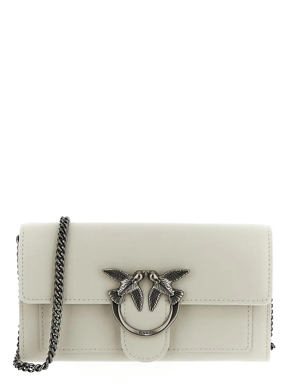 Shop Pinko Love One Simply Wallet In Bianco Seta-old Silver