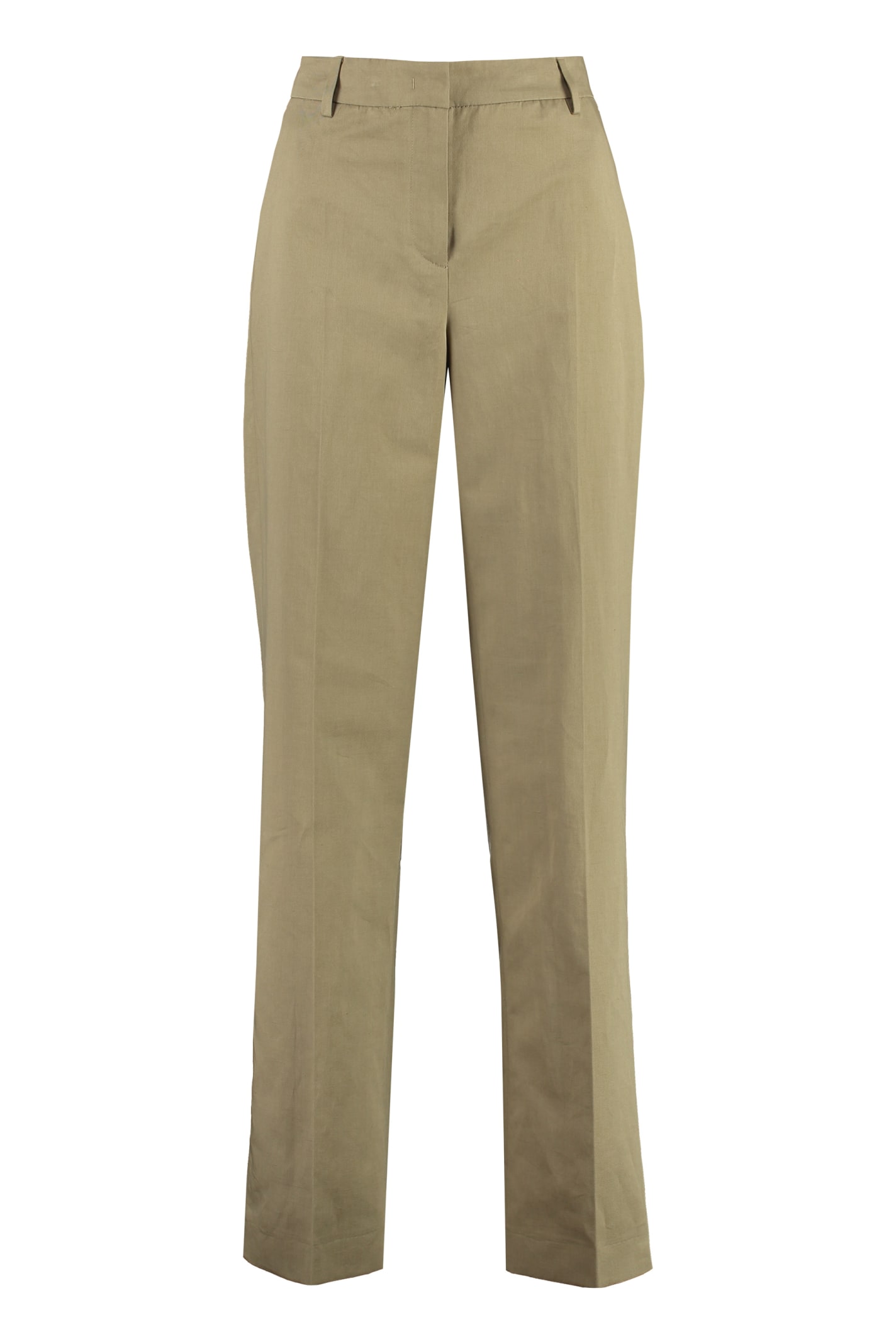 Shop Pt01 Ambra Cotton-linen Trousers In Beige