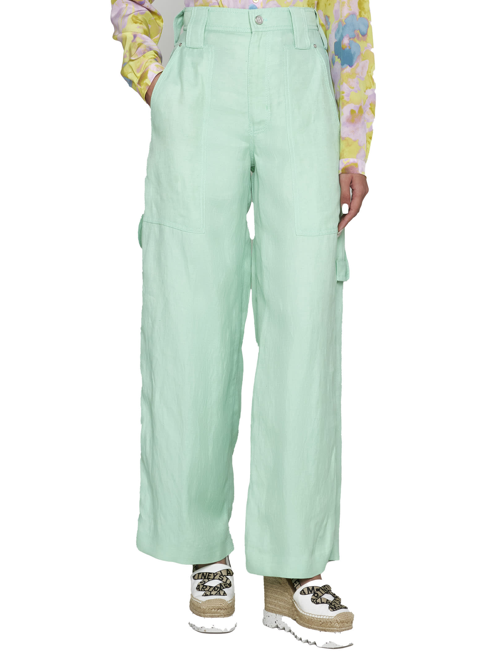 Stella Mccartney Wide-leg Fluid Twill Trousers In Fluo Mint