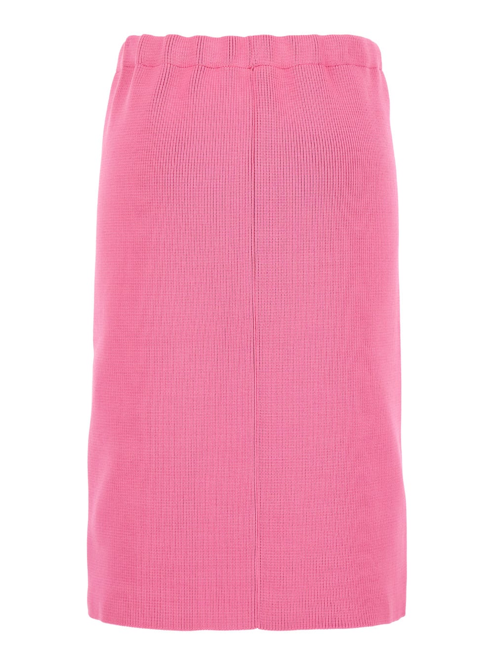 Shop Philosophy Di Lorenzo Serafini Midi Pink Skirt With Elastic Waistband In Ribbed Fabric Woman