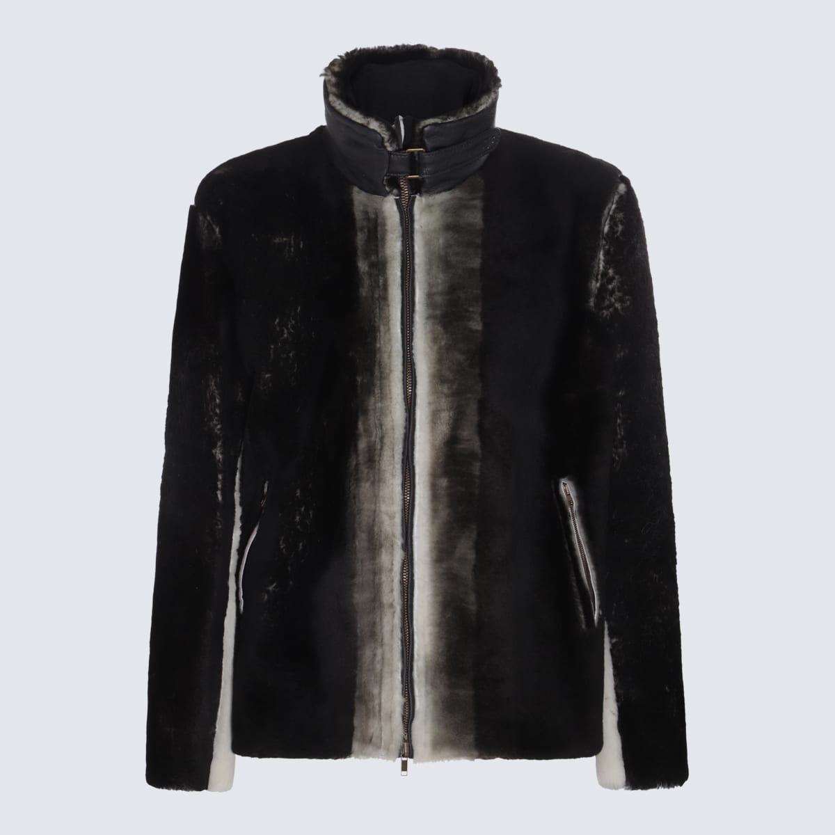 Shop Salvatore Santoro Black Leather Degrade Jacket