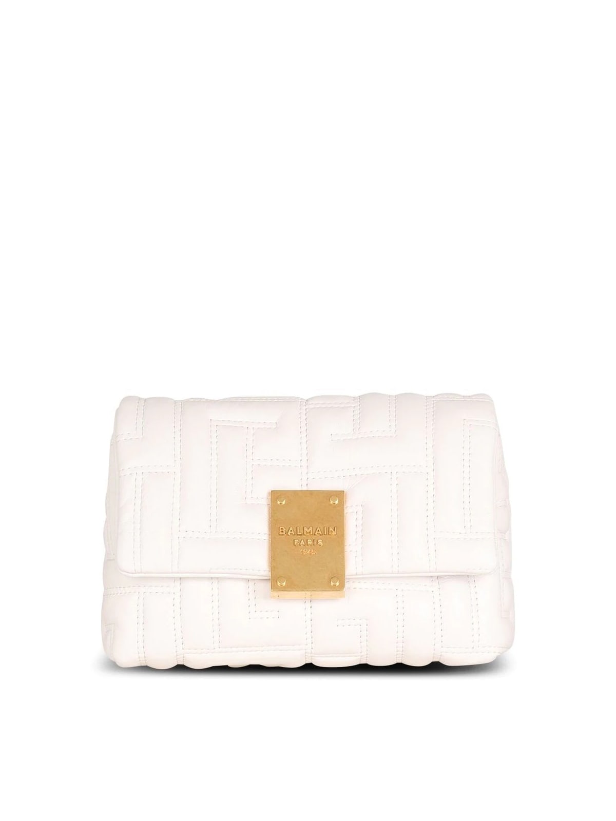 Balmain 1945 Soft Bag Mini Quilted Lambskin In Aq Rose Pale