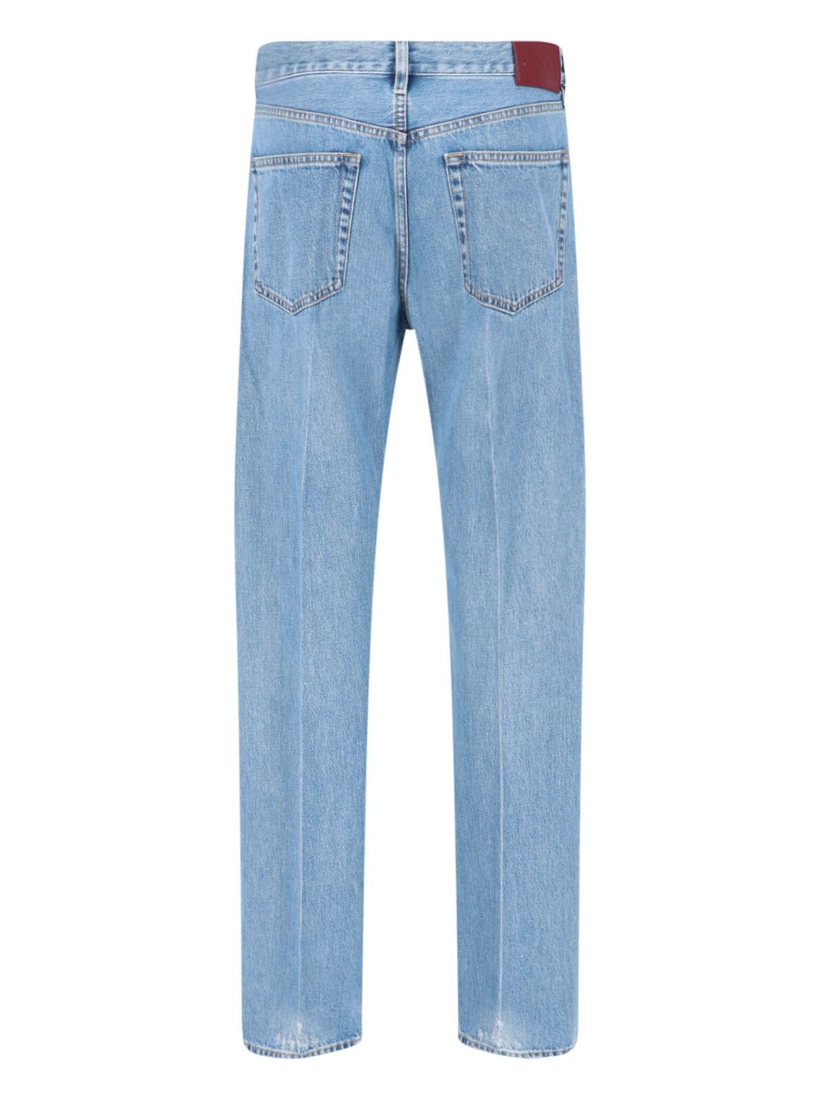 Shop Gucci Logo Straight Jeans In Blue