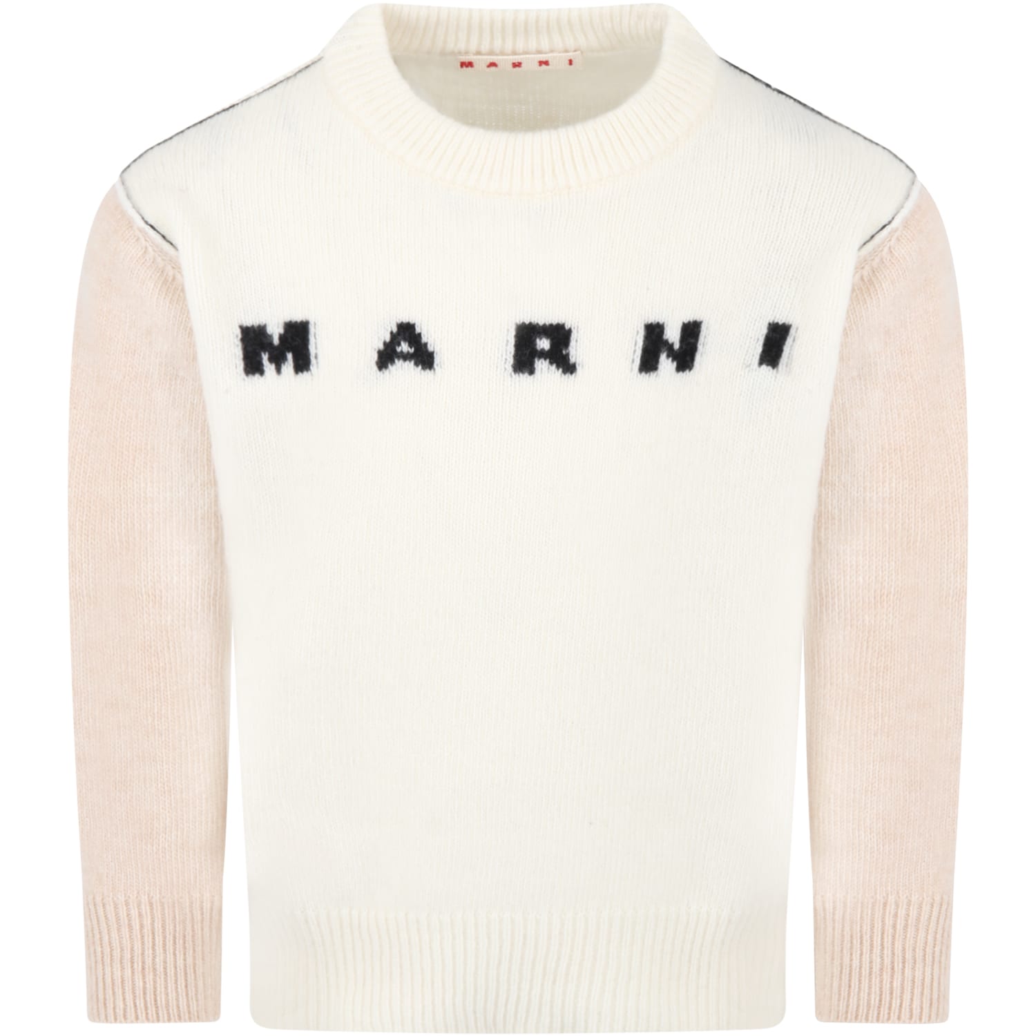 Marni Ivory Sweater For Kids With Logo