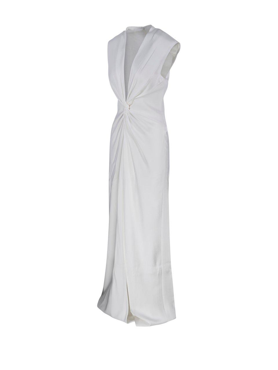 Shop Max Mara Pilard V-neck Sleeveless Dress In White