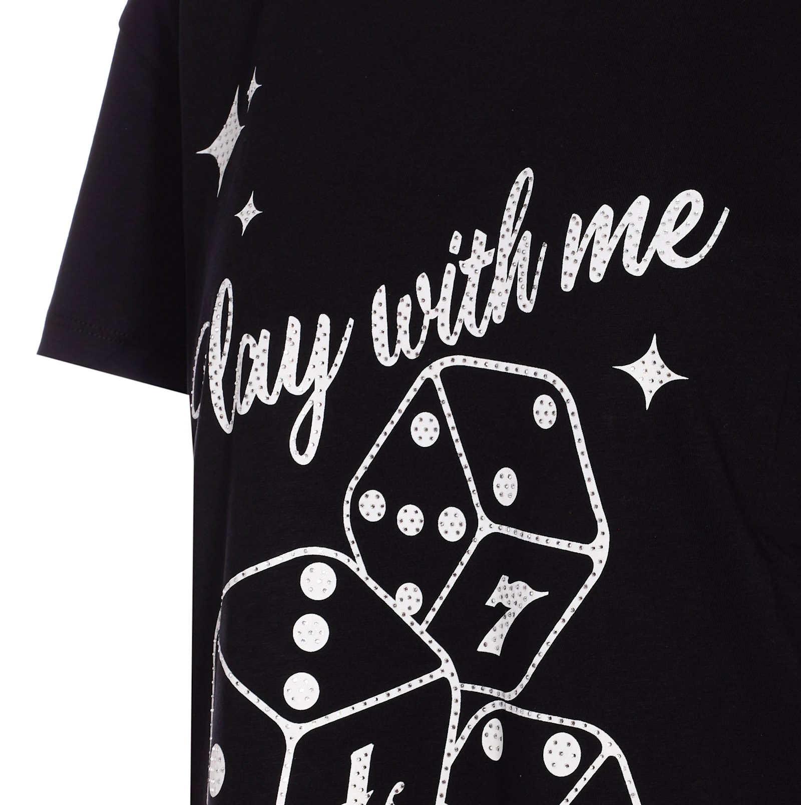 Liu •jo Graphic Print Short Sleeve Casual Top In Black