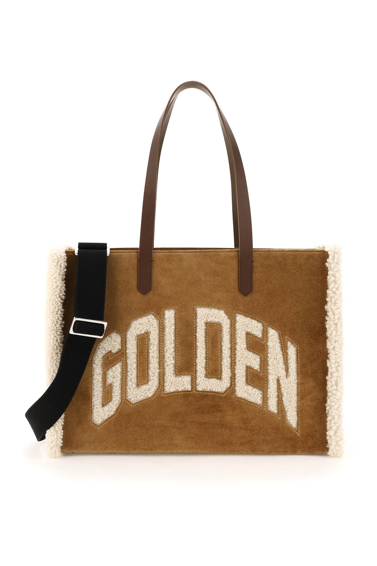 Golden Goose California East-west Bag With Shearling Detail In Camel (beige)