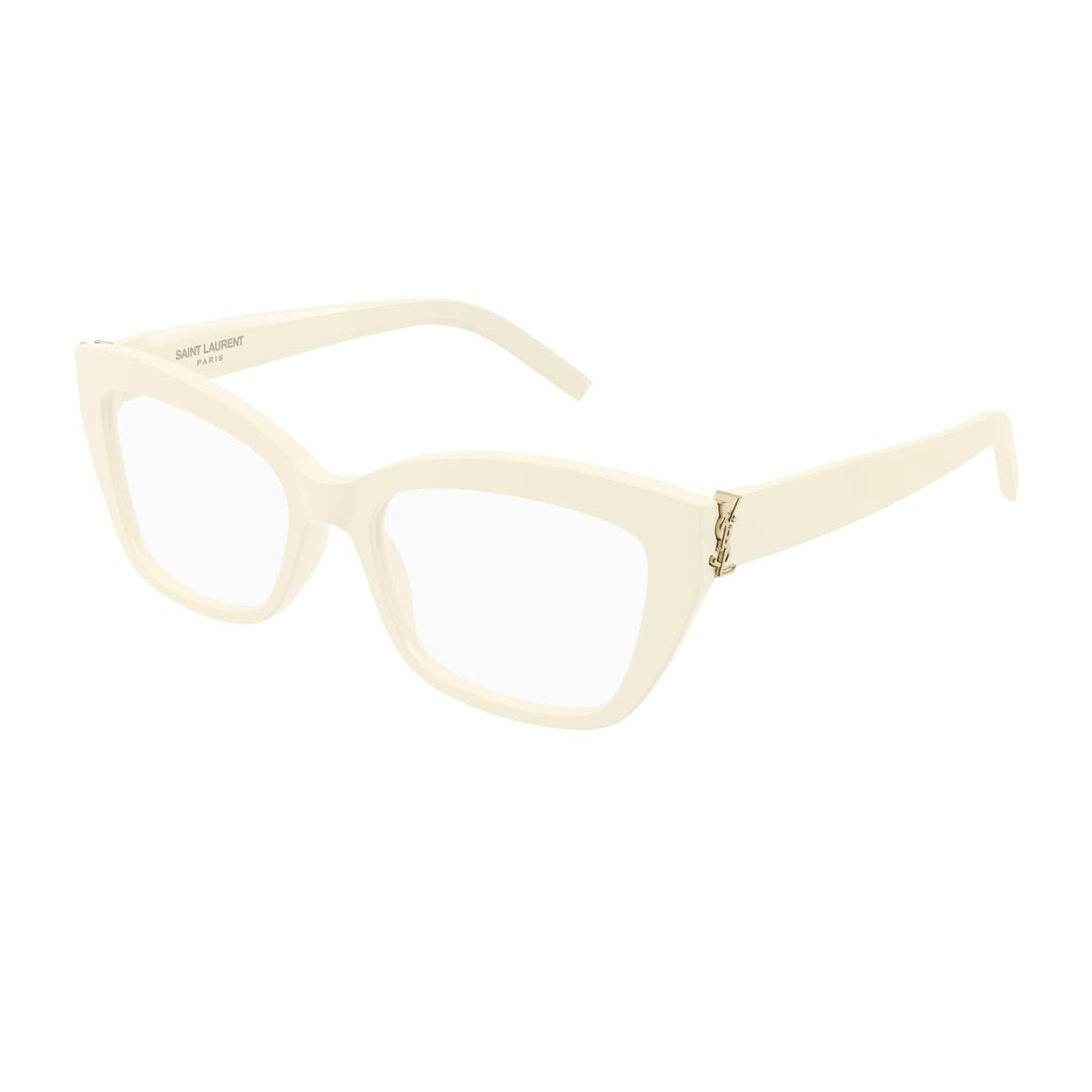 Saint Laurent Sl M117 Linea Monogram 005 Ivory Transparent Glasses In Gold