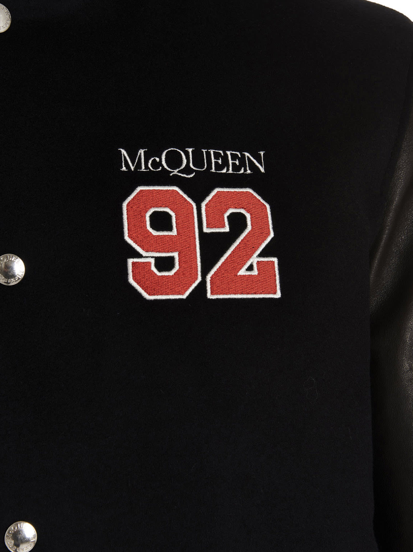 Alexander Mcqueen Logo-embroidered Varsity Jacket In Black