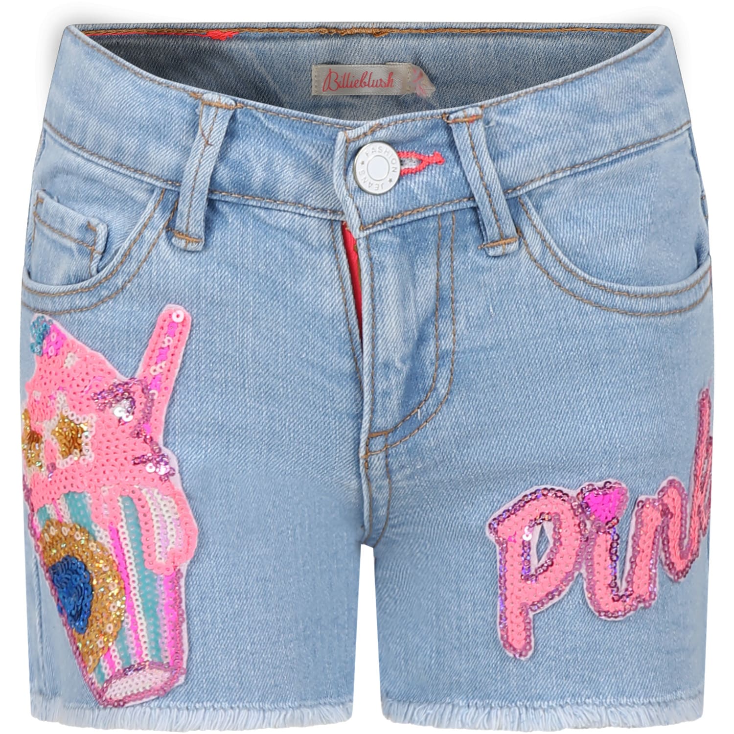 Billieblush Kids' Denim Shorts For Girl With Sequin Patches