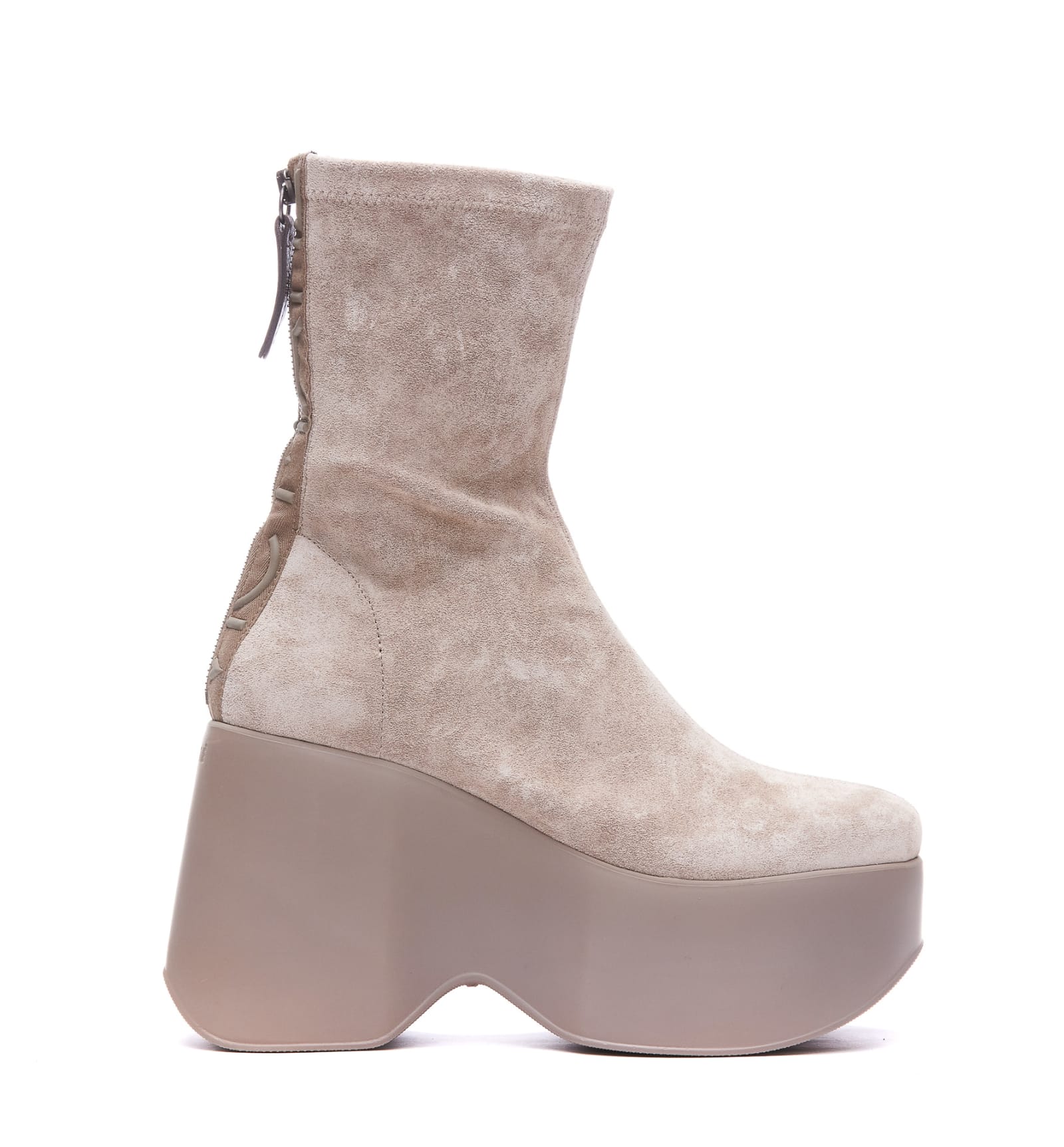 Vic Matie Safari Suede Platform Boots In Beige
