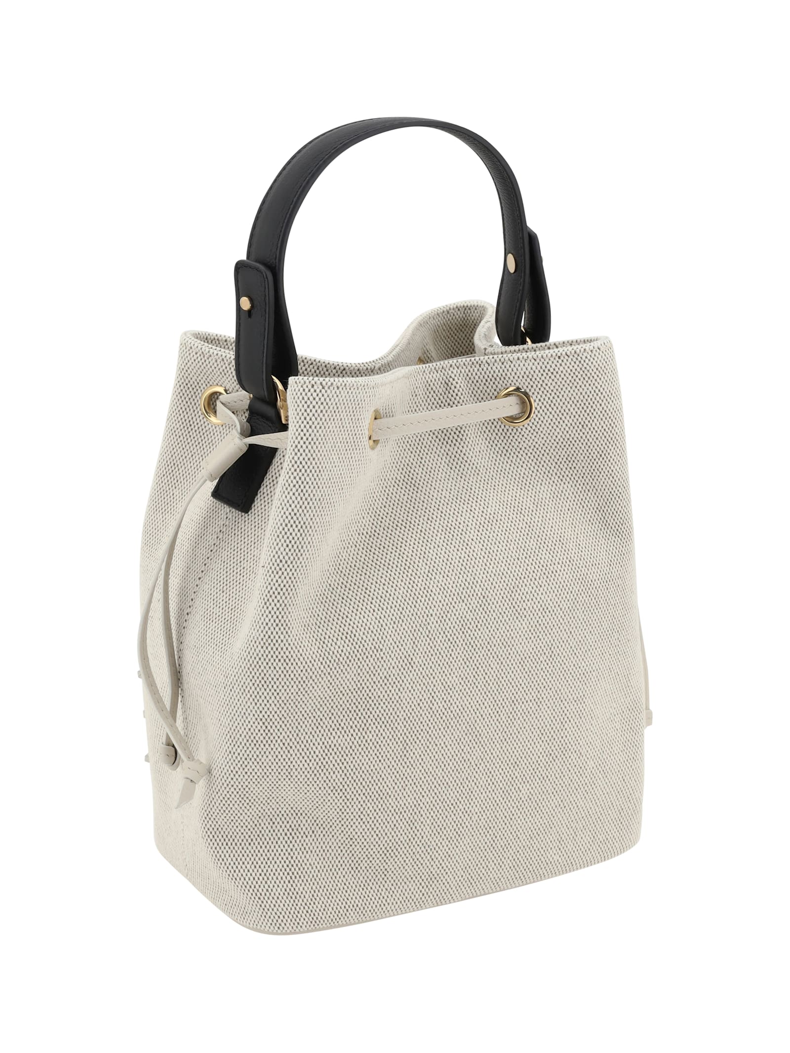 Versace Medusa-plaque Drawstring Bucket Bag In Rope+ice+black- Gold