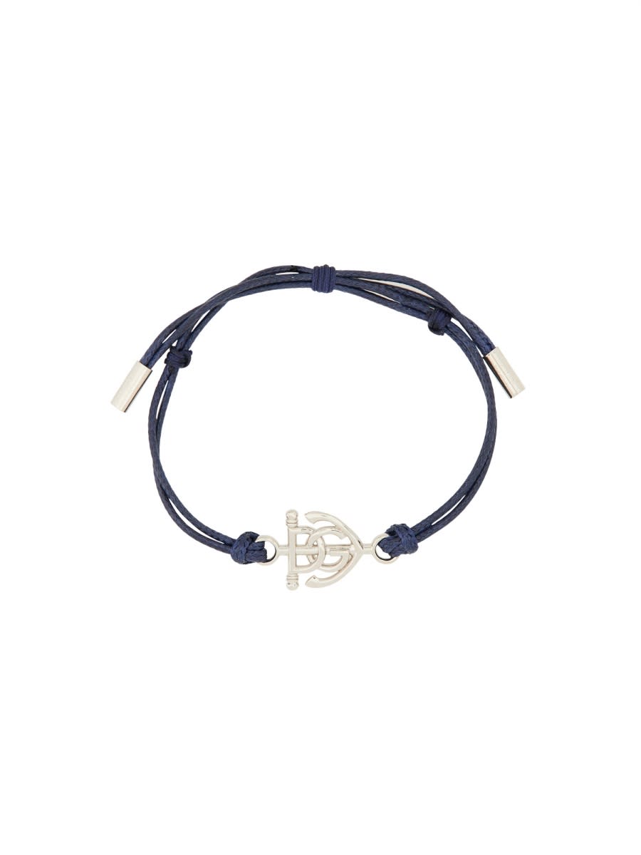 Shop Dolce & Gabbana Navy Lanyard Bracelet In Blue