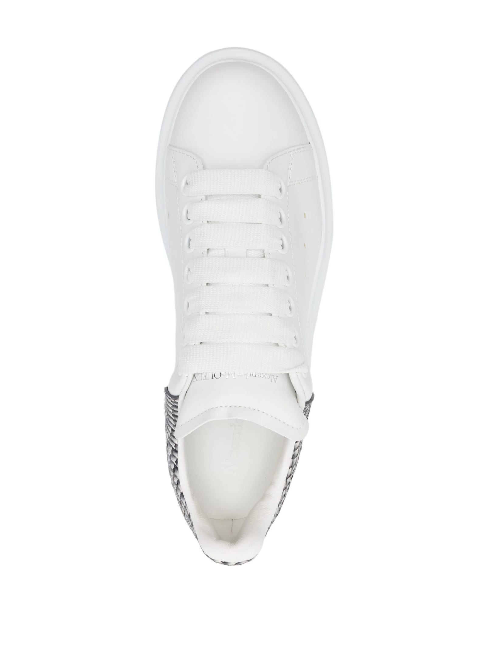 Shop Alexander Mcqueen White Oversized Sneakers With Snake Print Spoiler