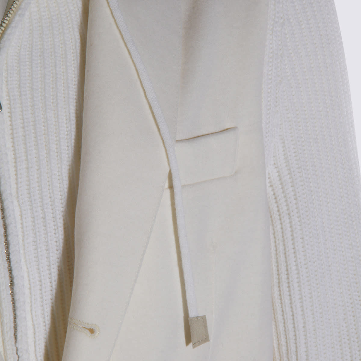Eleventy Hooded Blazer With Front Pockets And Ribbed Sleeves In White