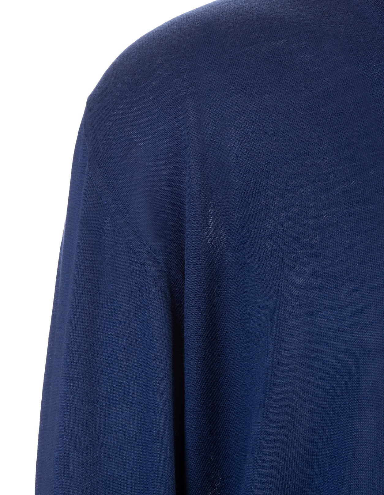 Shop Fedeli Man Blue Cashmere Pullover With V-neck