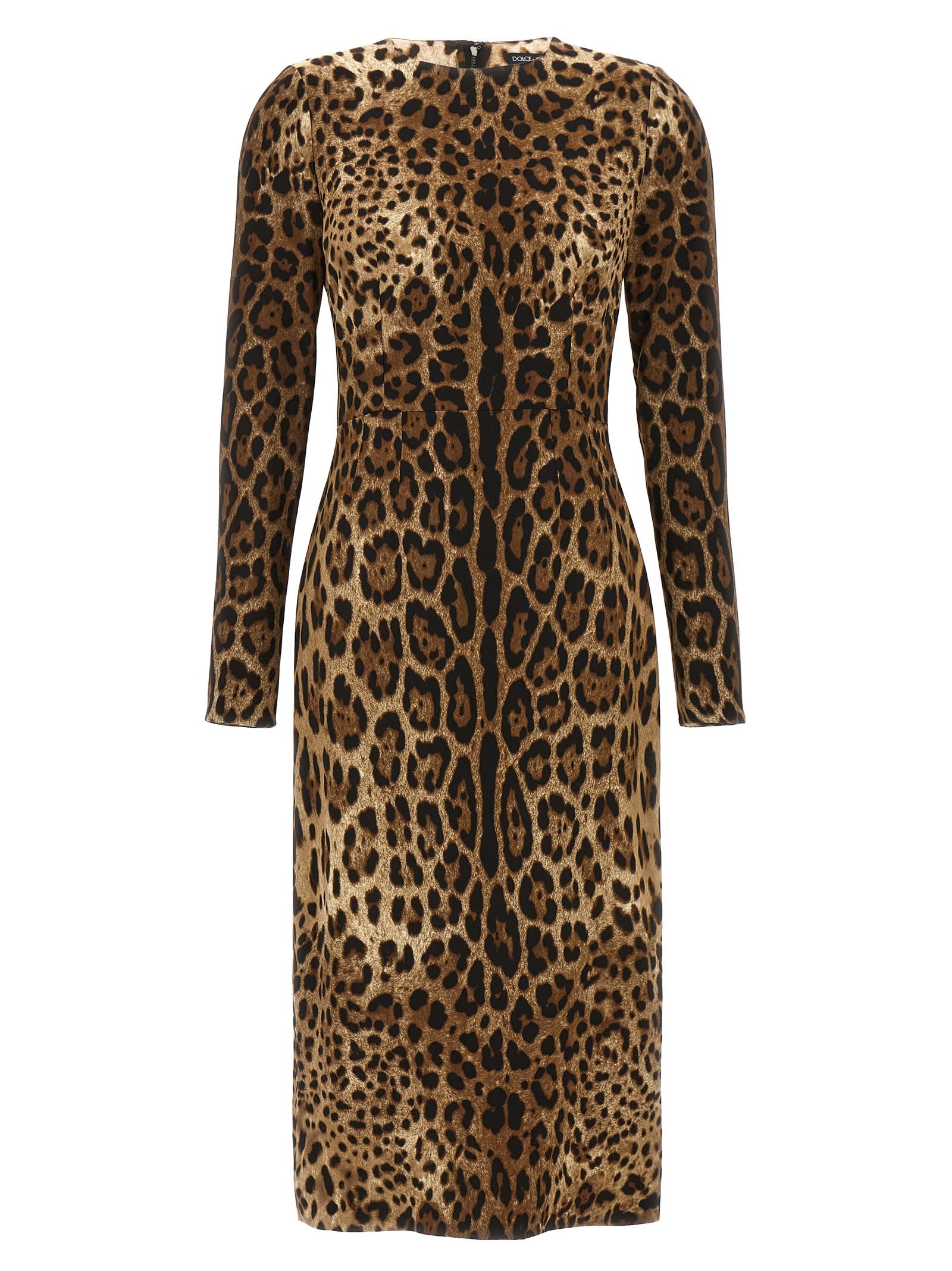 Shop Dolce & Gabbana Leopard Dress In Brown