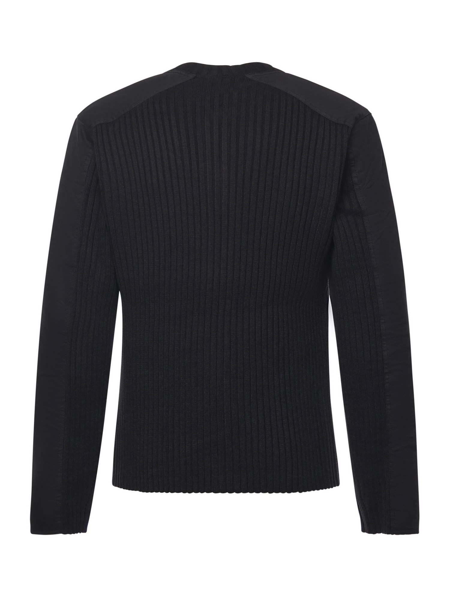 Diesel K-matty Black Crewneck Ribbed Knit Sweatshirt With Front Zip Closure In Cotton Man In Black