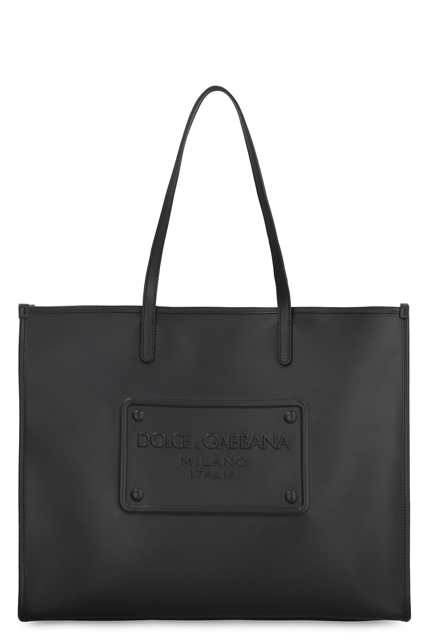Shop Dolce & Gabbana Smooth Leather Tote Bag In Black