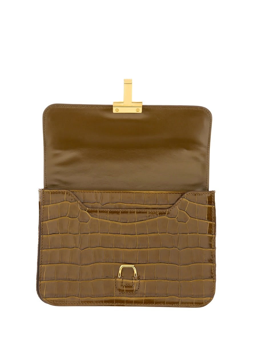 Shop Tom Ford Logo Plaque Embossed Crossbody Bag In Brown