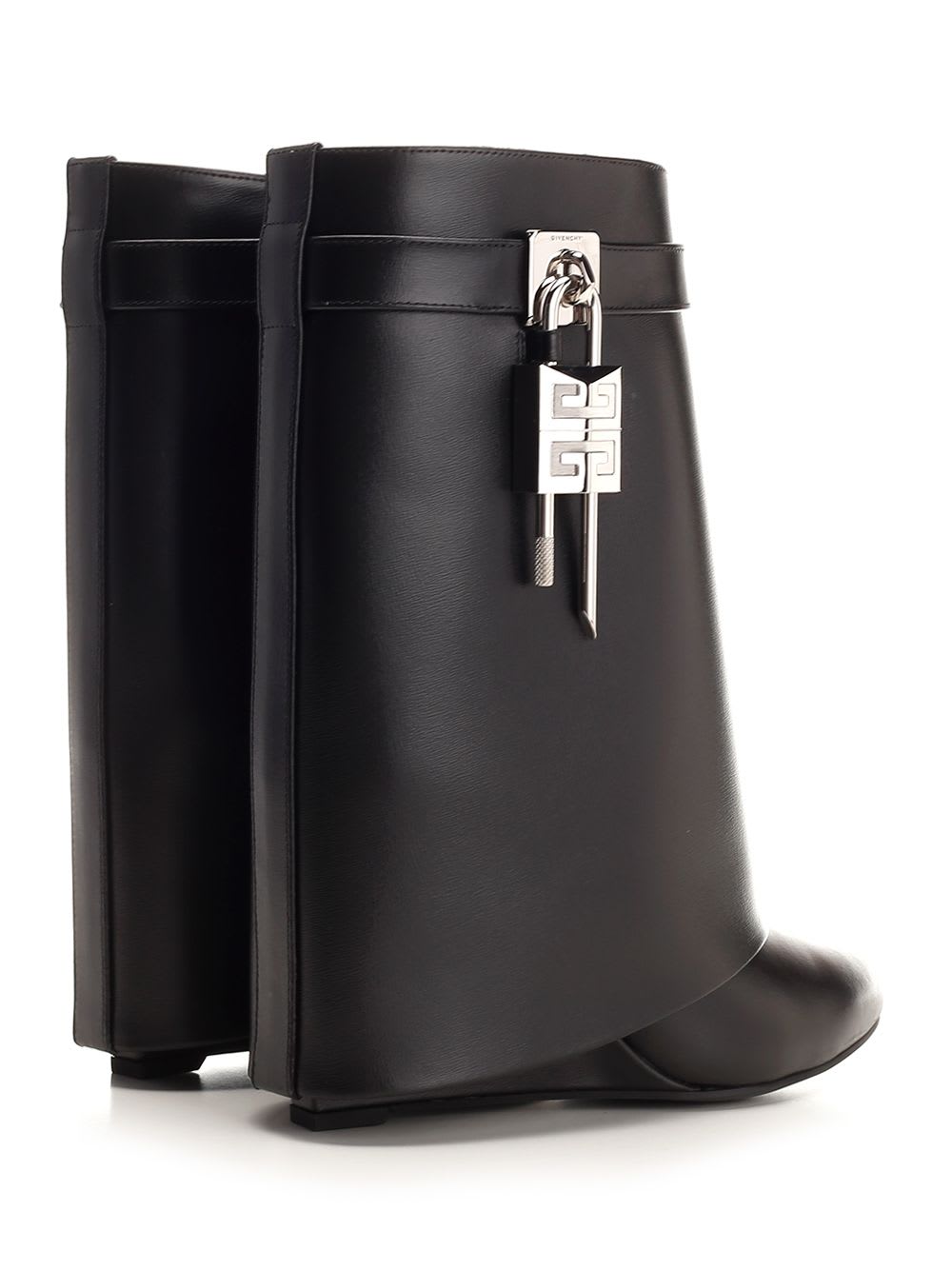 Givenchy Shark Lock 90 Leather Ankle Boots Shoes In Black