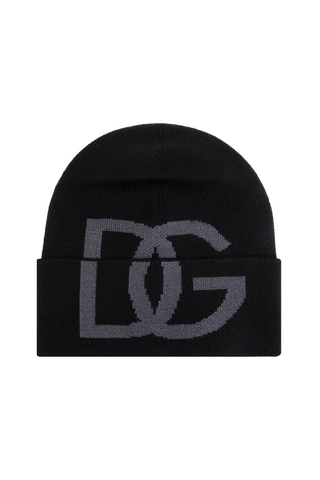 Shop Dolce & Gabbana Logo Intarsia Knitted Beanie In Black