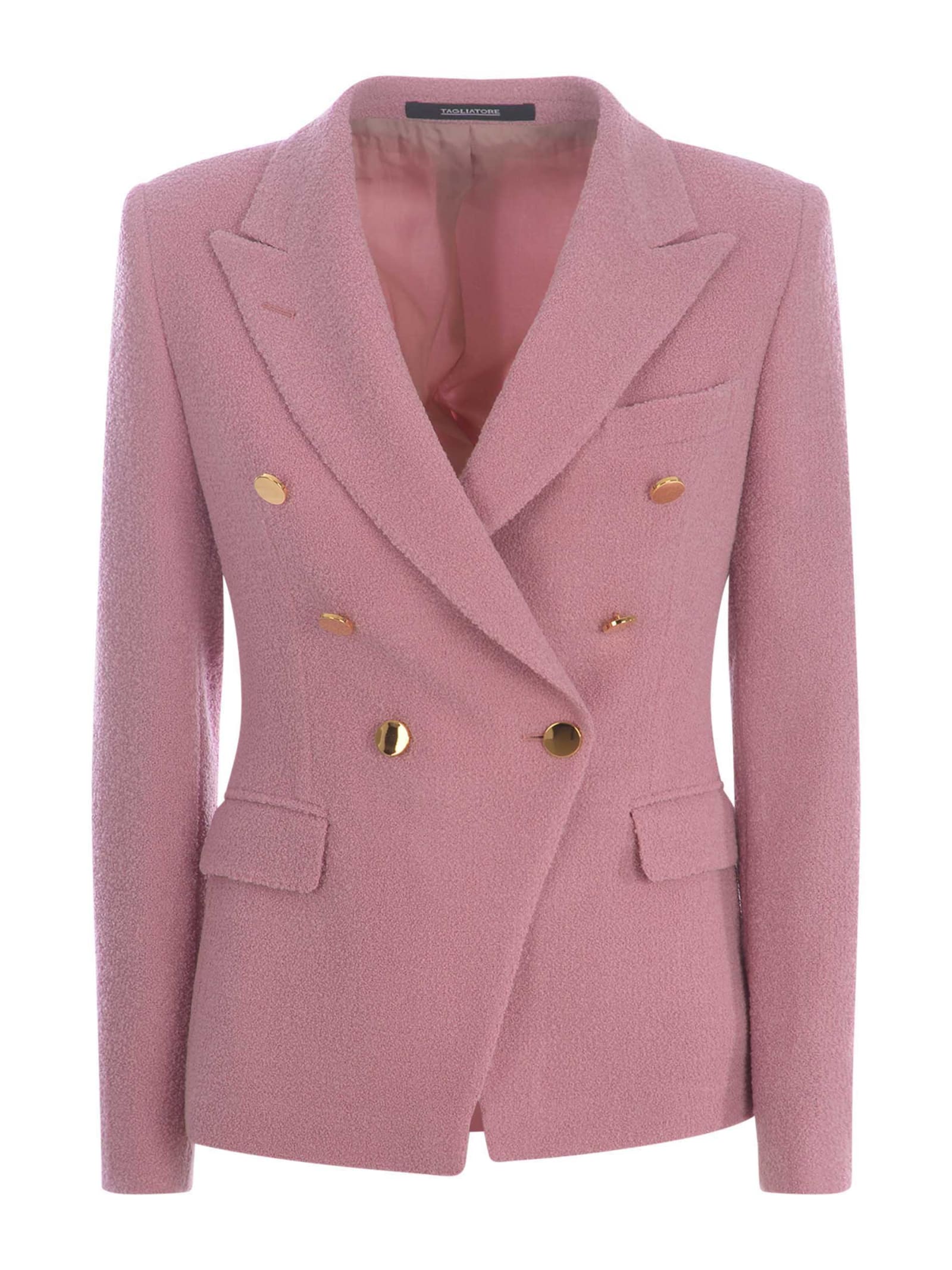 Shop Tagliatore Double-breasted Jacket J-alicya In Shaved Boucle In Pink