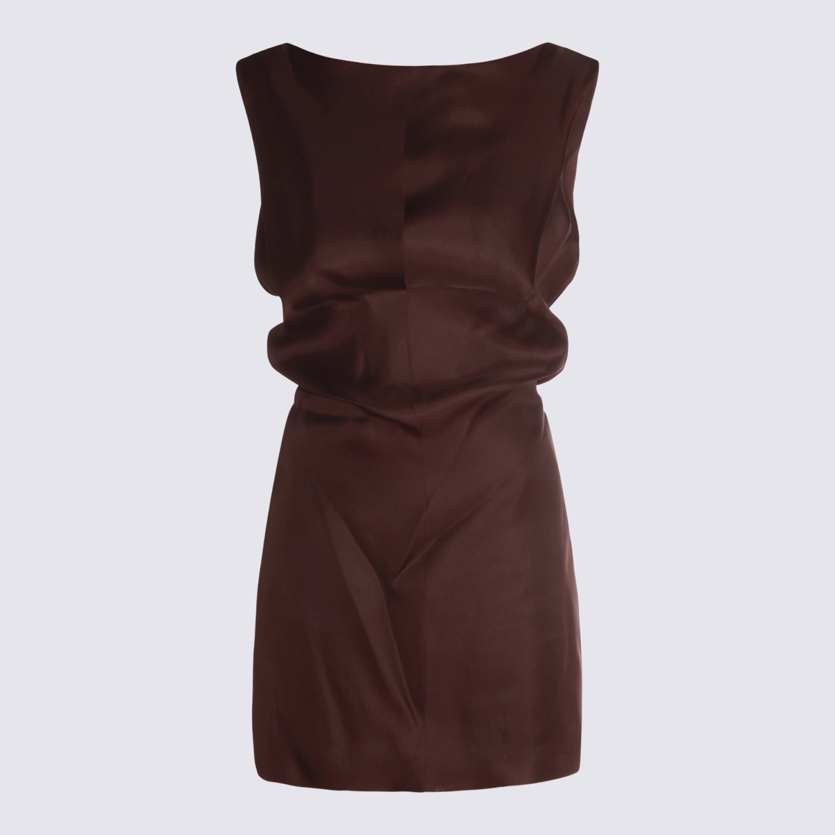 Khaite Brown Silk Dress In Burgundy