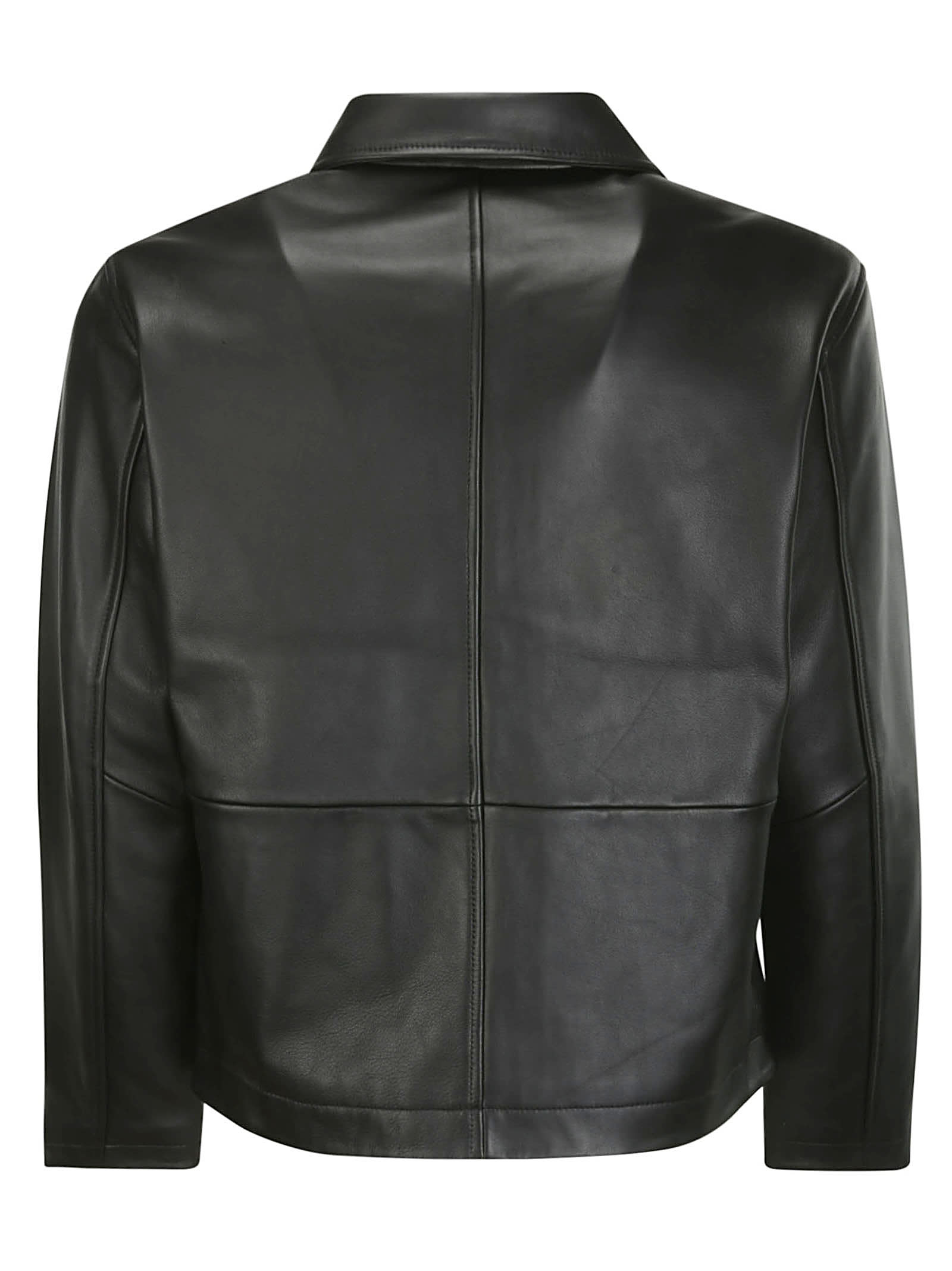 Shop Sunflower Short Leather Jacket In Black