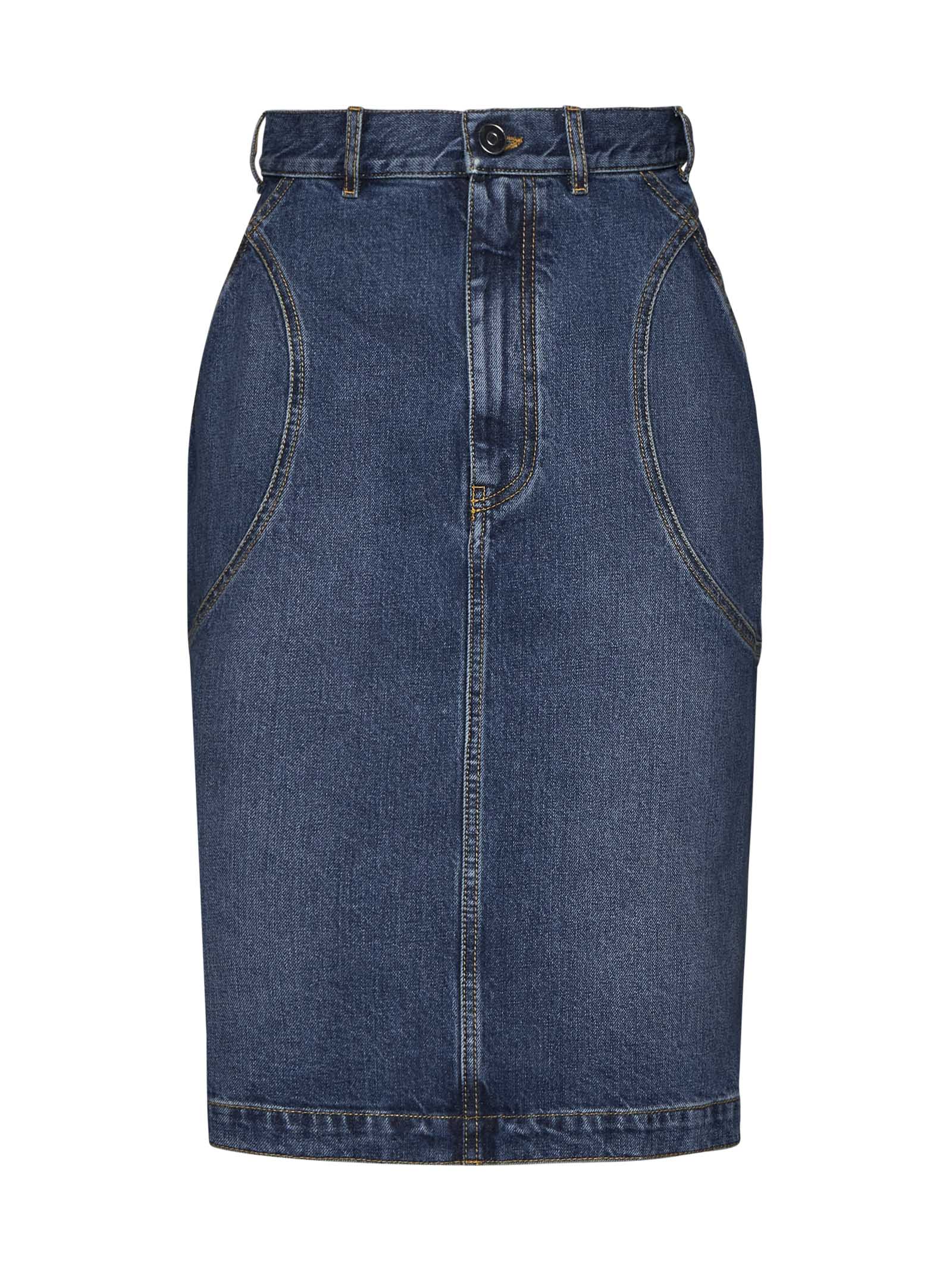 Shop Alaïa Skirt In Bleu Vintage