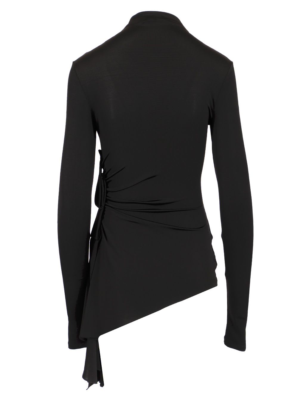 Off-white Long Sleeve Draped Top Tops Black In Black