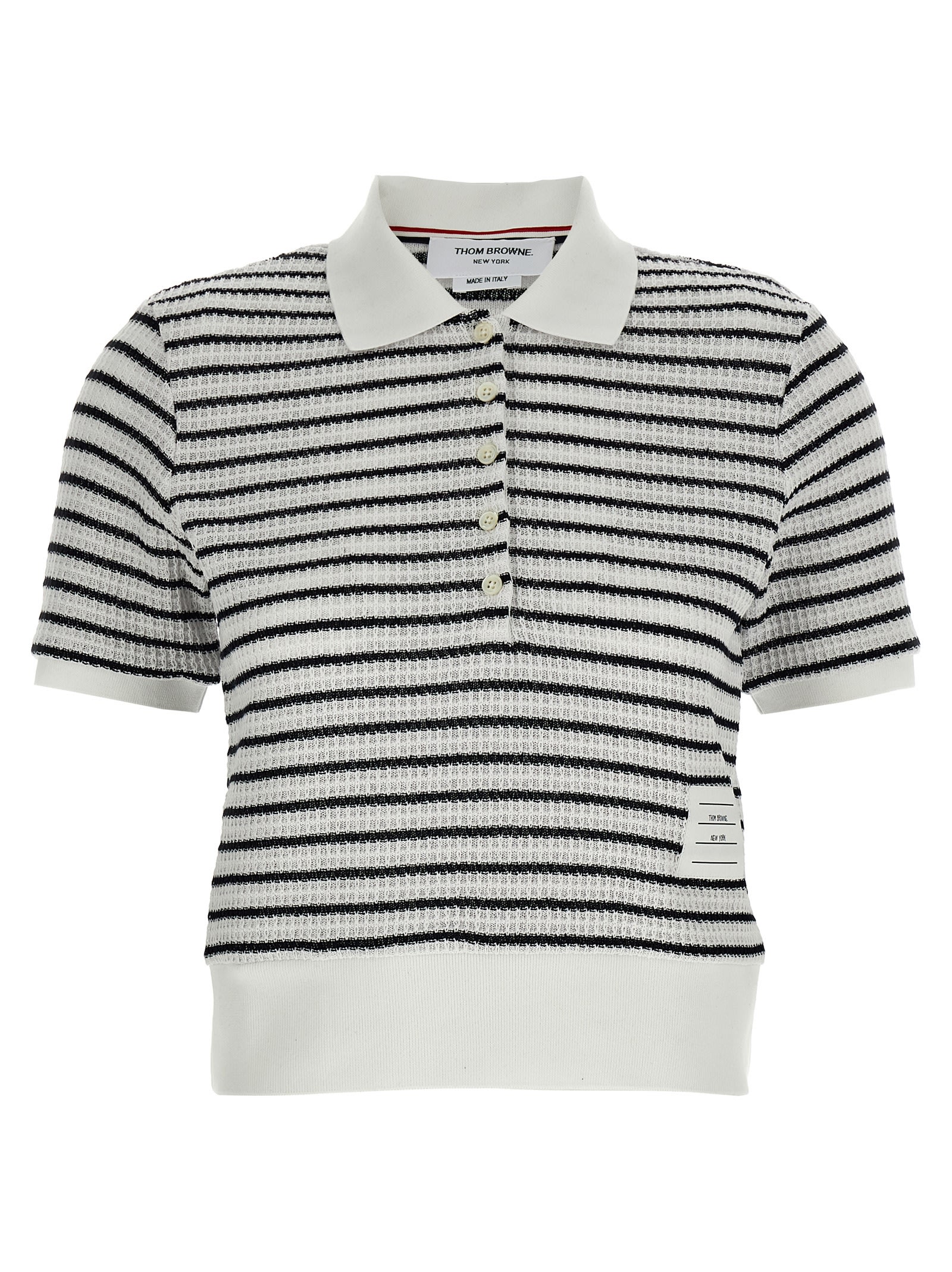 Thom Browne Striped Textured-knit Polo Shirt In Multicolor