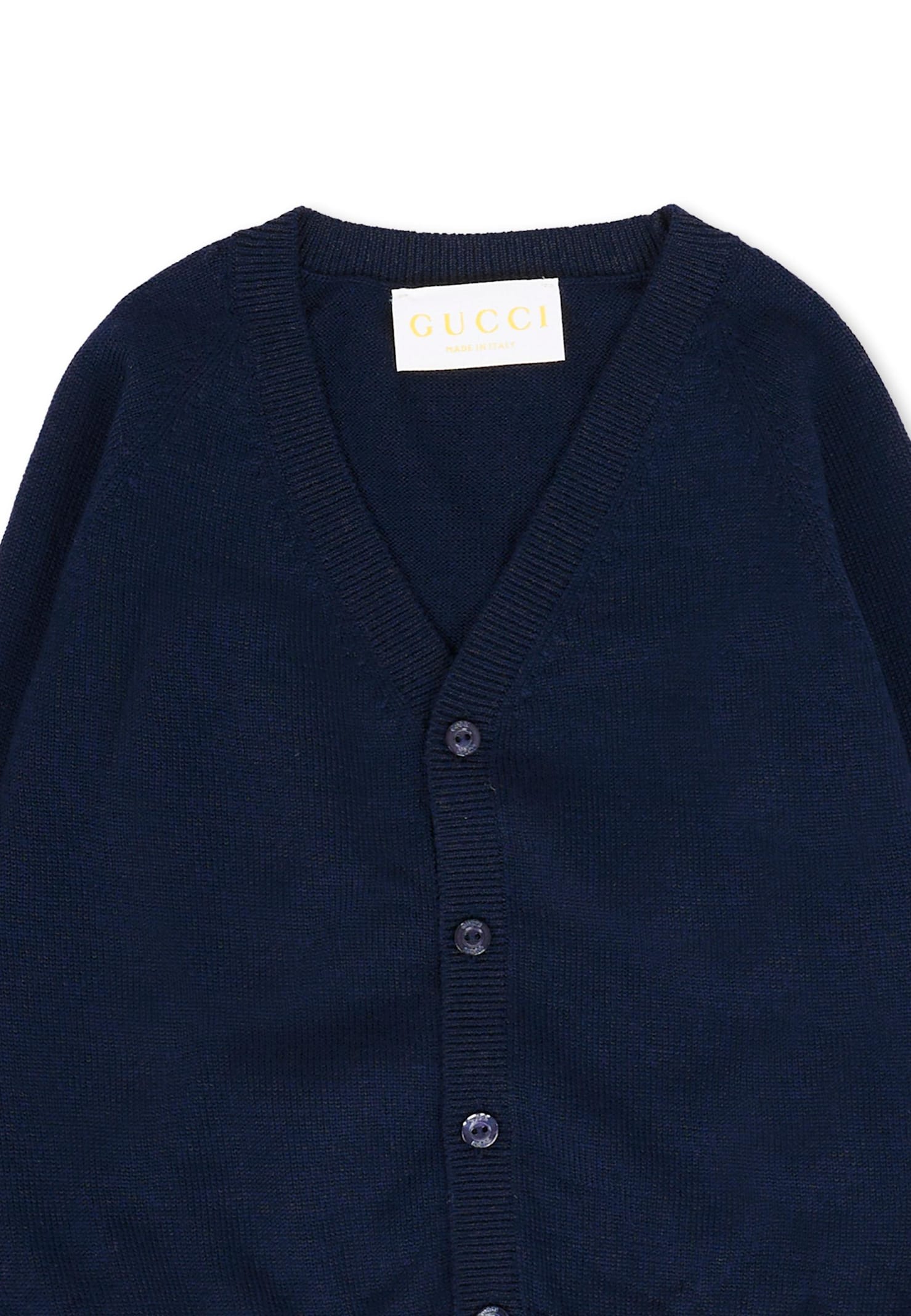 Gucci Blue Cardigan For Babykids With Web Detail In Blue