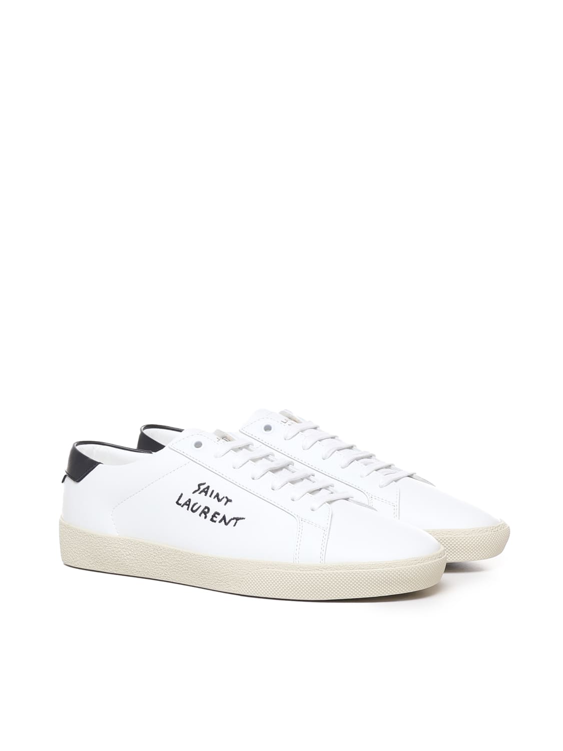 Shop Saint Laurent Sneakers With Embroidery In White/black