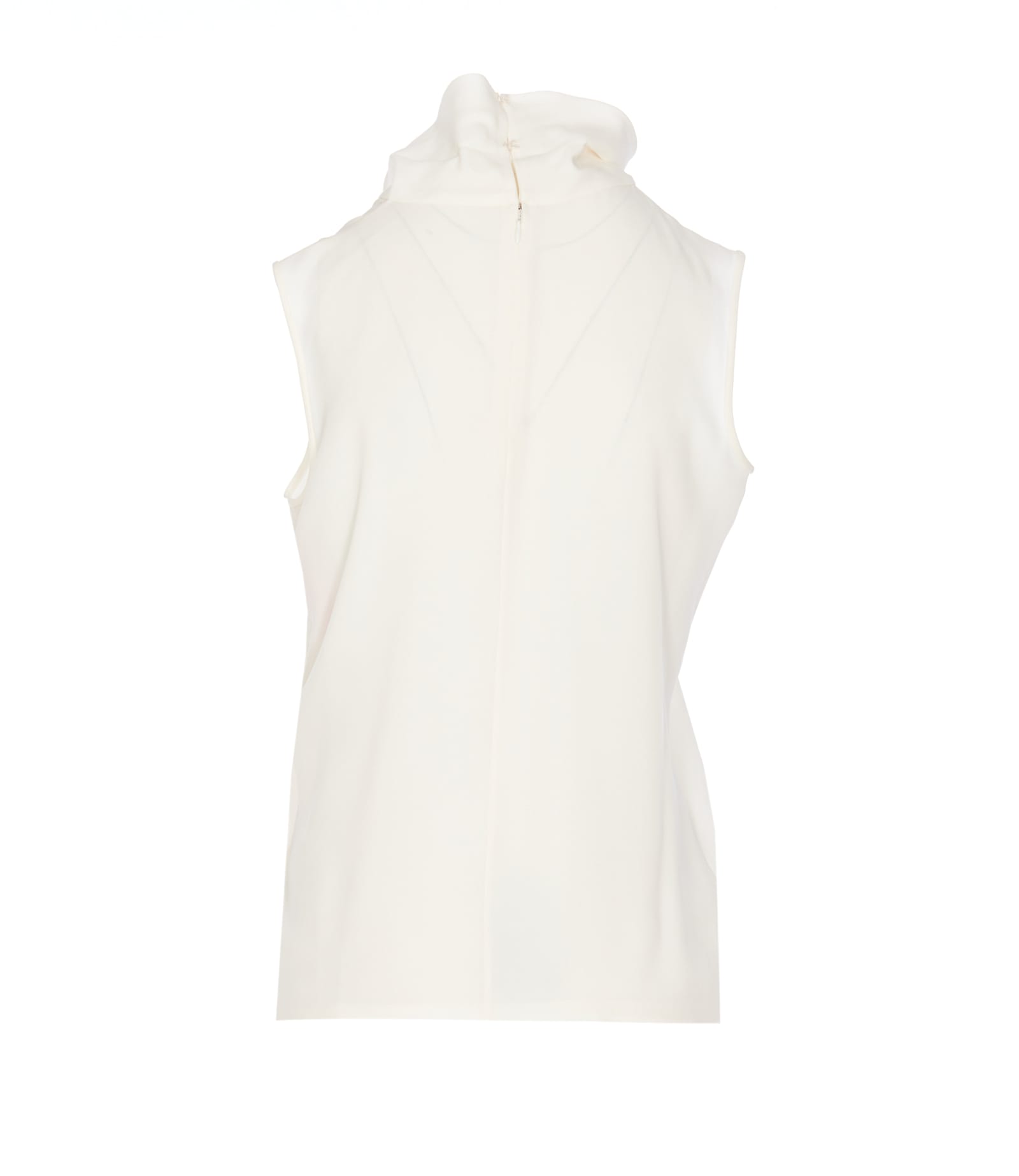 Valentino Draped Neckline Sleeveless Top In White
