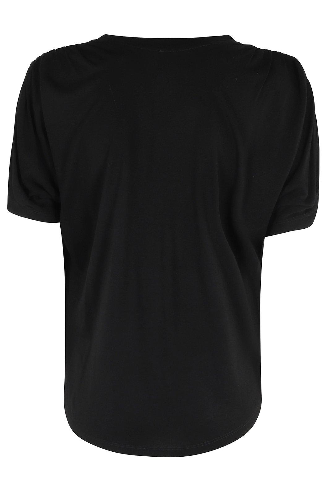 Isabel Marant U-neck Boxy T-shirt With Draped Sleeves In Black