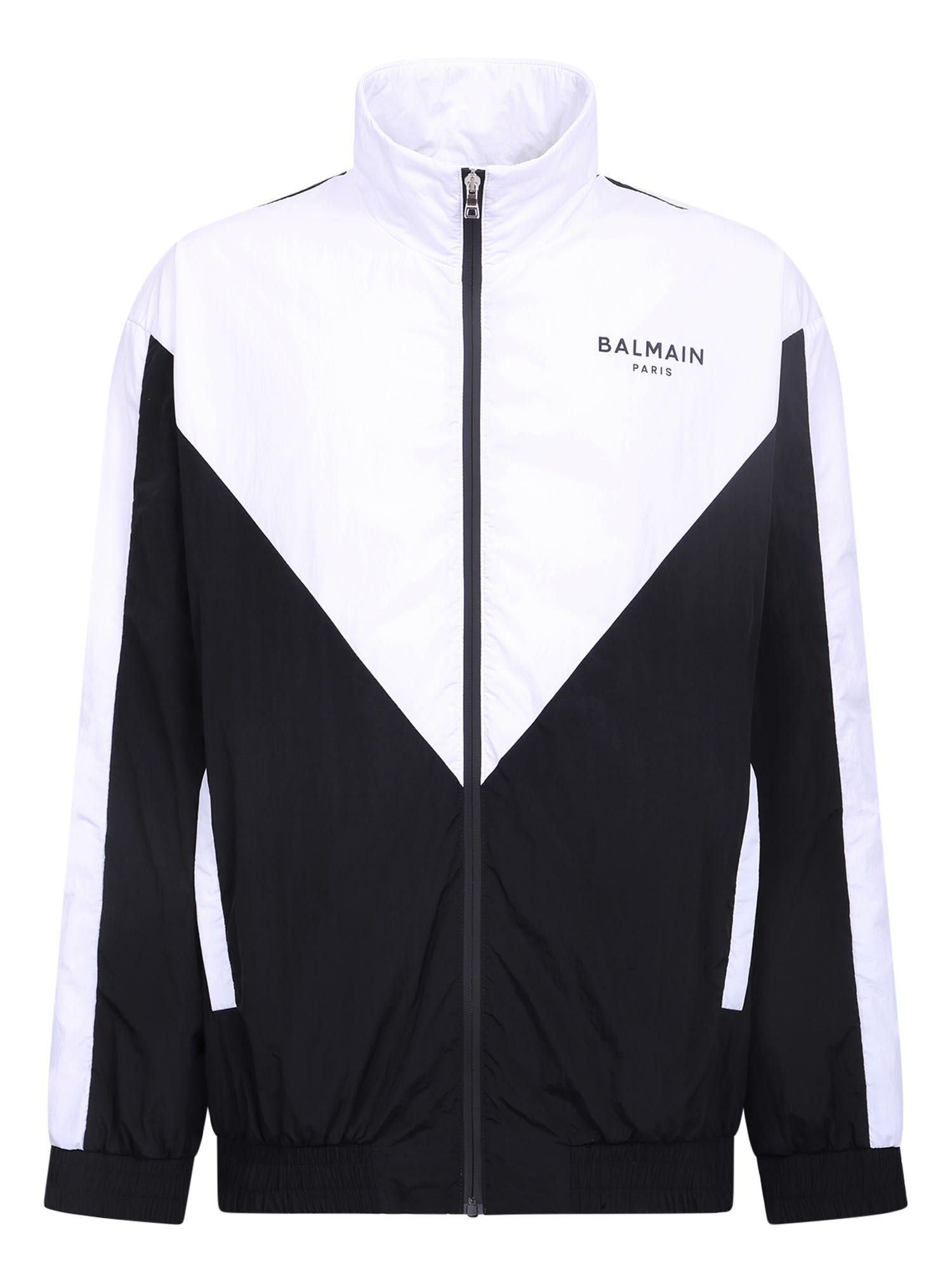 Shop Balmain Logo-print Multi-cut Track Jacket In White