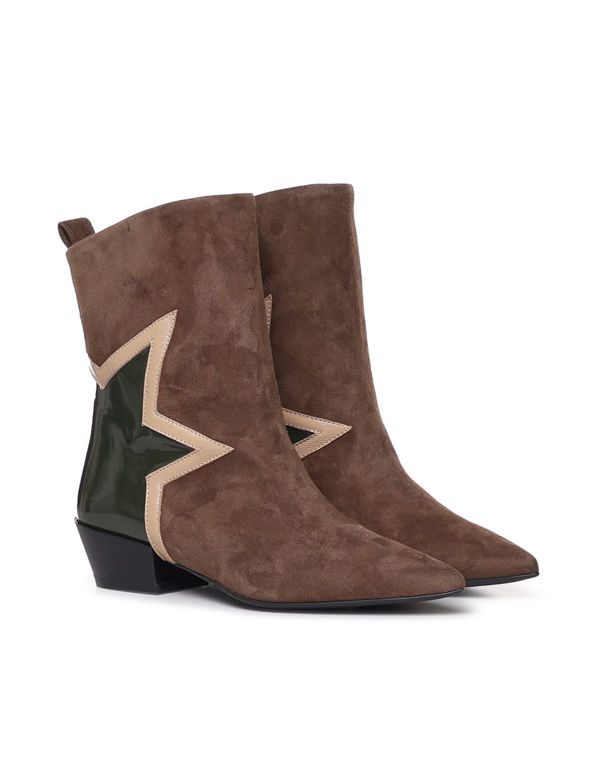 Shop Marc Ellis Suede Texan Boot With Star In Brown