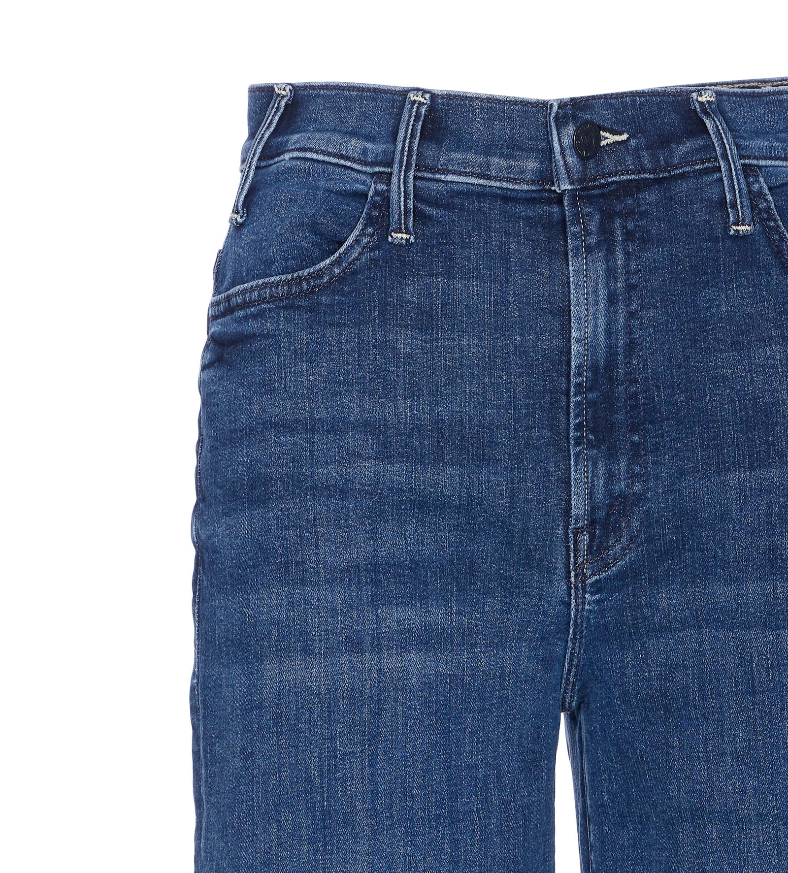 Mother Wide-leg Trousers With Elasticized Fit And Contrast Stitching In Blue