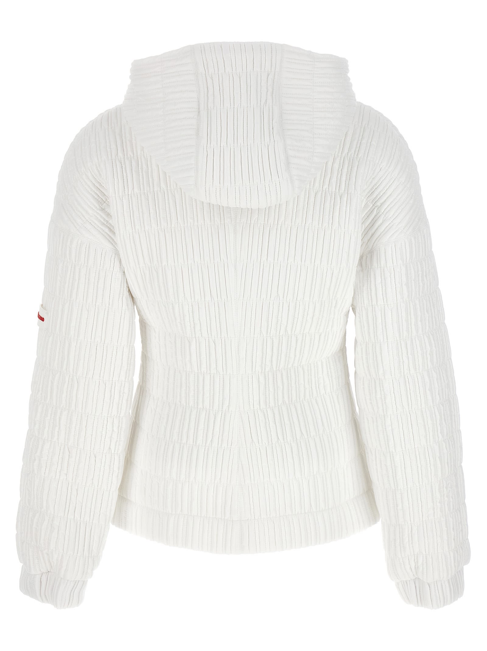 Shop Ferragamo Quilted Bomber Jacket In White
