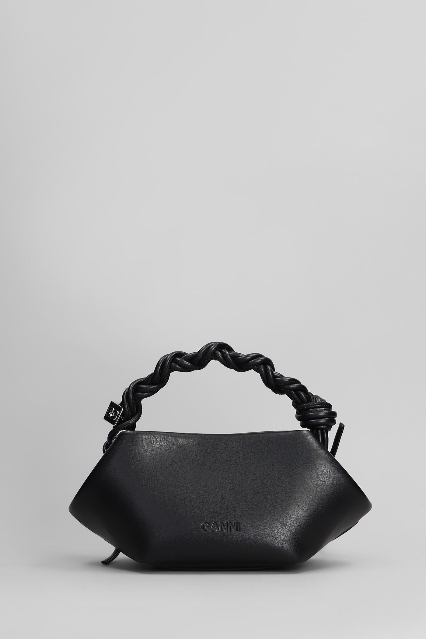 Ganni Womens Black Bou Mini Eyelet Leather Top-handle Bag In Black