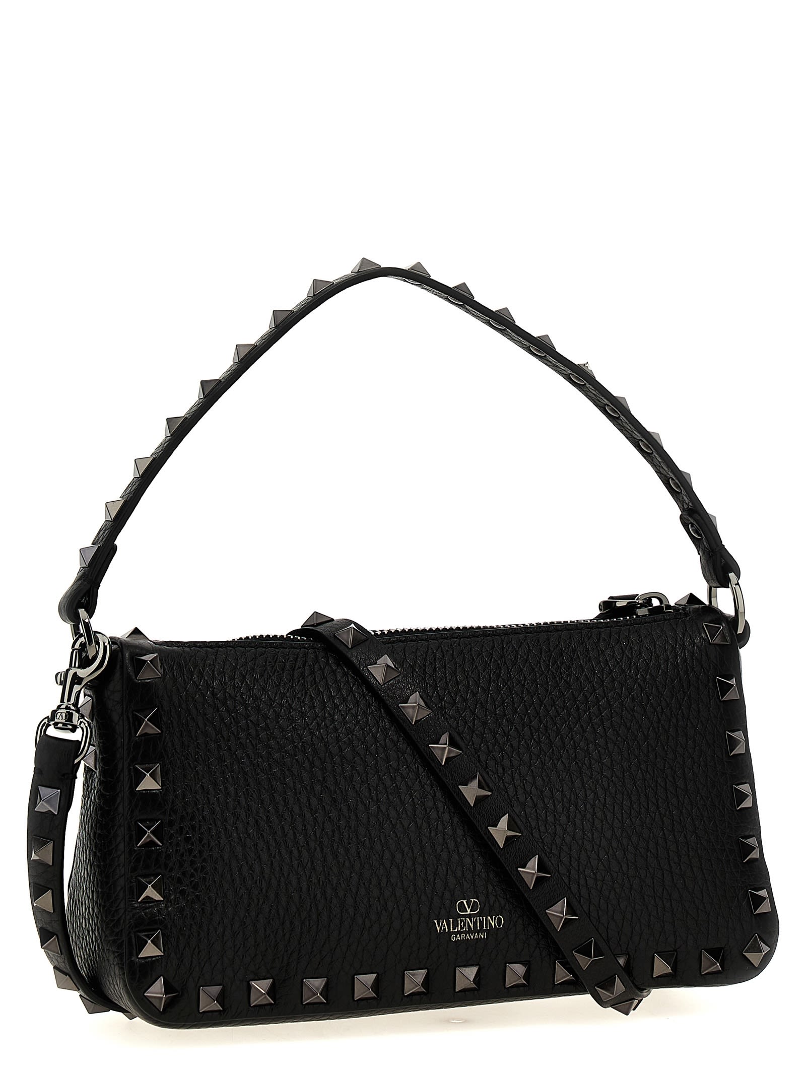 Valentino Garavani Rockstud Small Shoulder Bag In Black