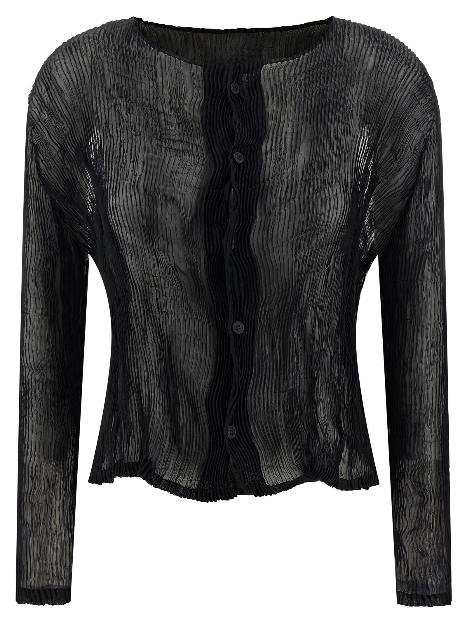 Issey Miyake Chiffon Twist Cardigan In Black