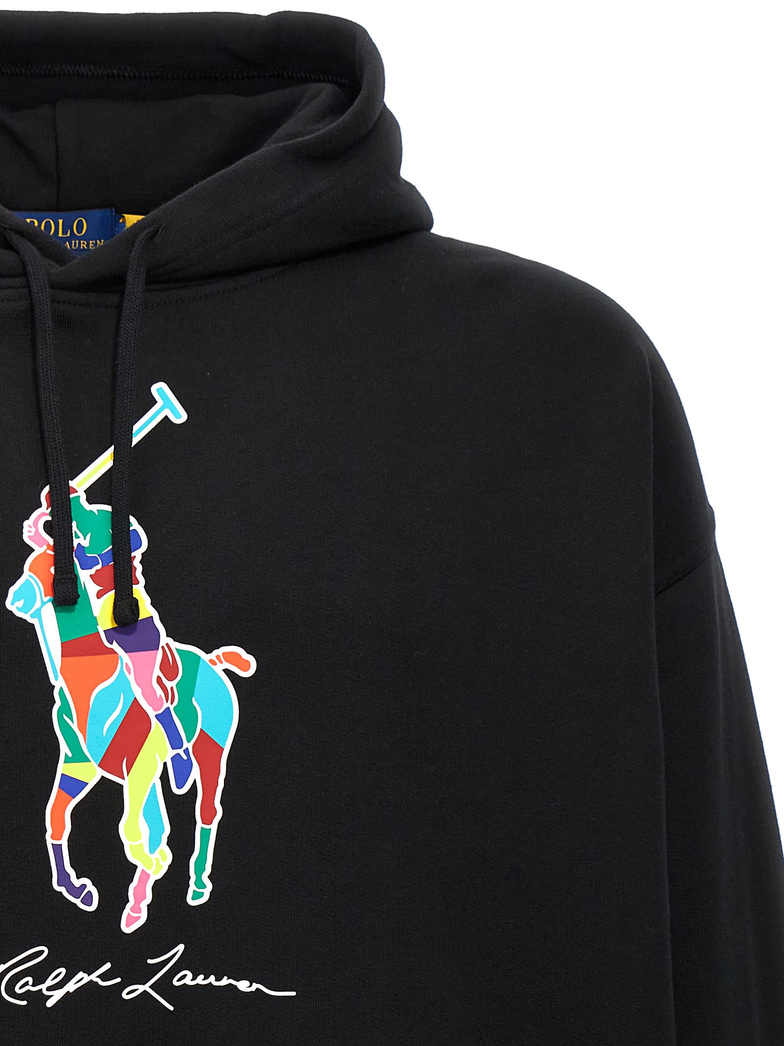 Shop Polo Ralph Lauren Signature Logo Embroidered Hooded Sweatshirt In Polo Black