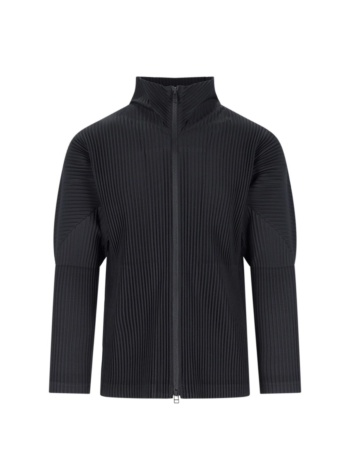 Shop Issey Miyake Pleated Zip Sweatshirt In Black