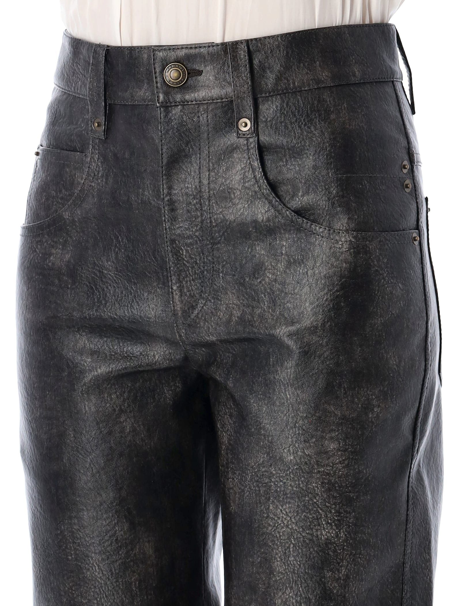 Shop Isabel Marant Étoile Coralea Faux Leather Pants In Faded Black