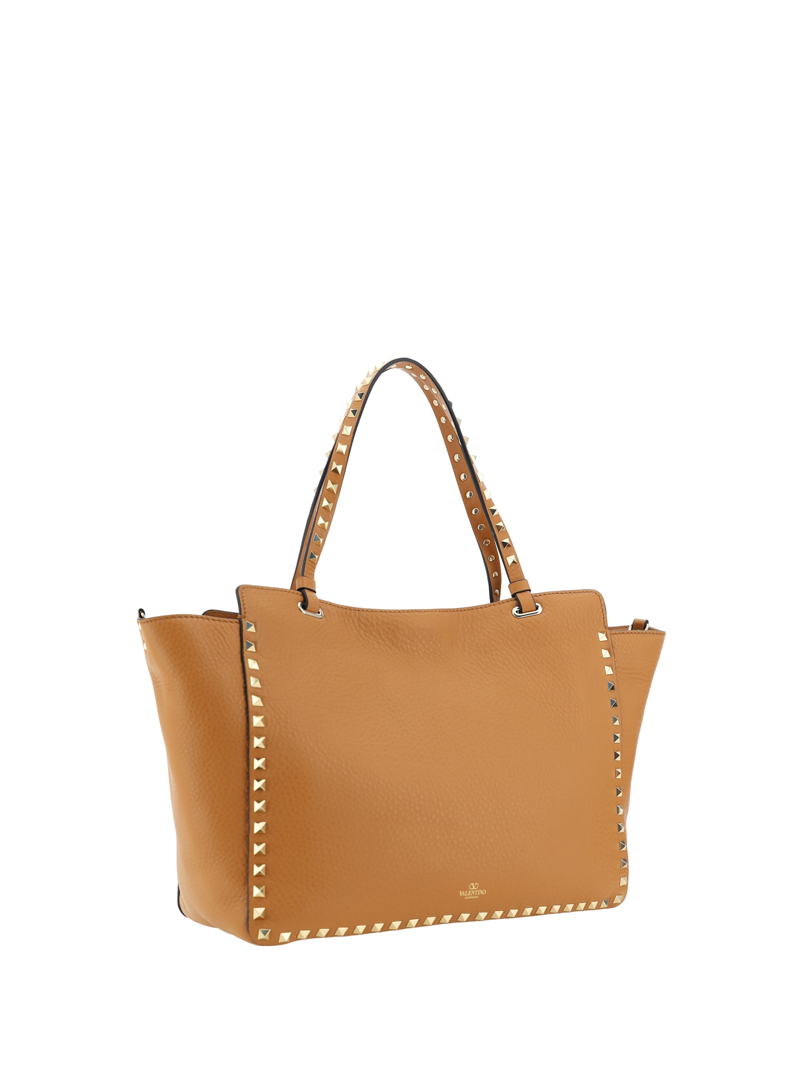 Shop Valentino Rockstud Medium Handbag In Almond Beige