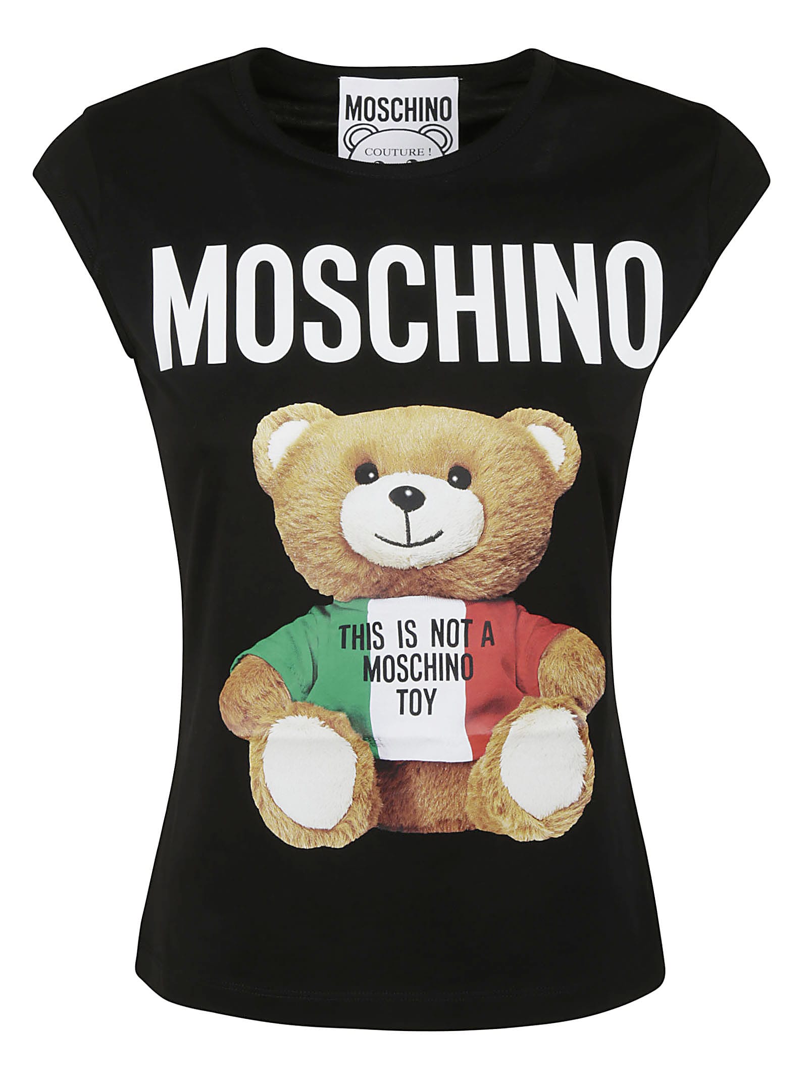 Moschino Bear Print Sleeveless Logo T-shirt