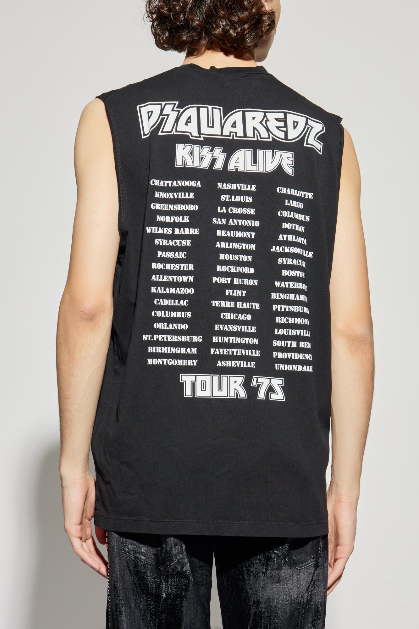 Dsquared2 Graphic Print Sleeveless Crew Neck T-shirt In Black